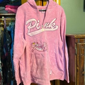 Pink Panther fleece pullover 1/2 zipper.